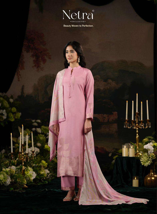 Netra Exclusive Aarna Vol 12 Bemberg Muslin Jacquard Dress Material