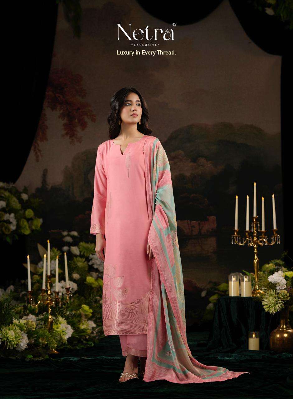 Netra Exclusive Aarna Vol 12 Bemberg Muslin Jacquard Dress Material