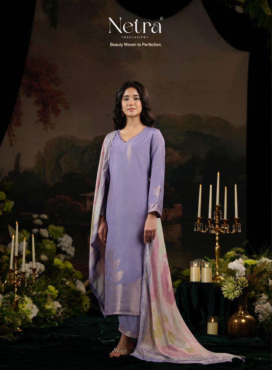 Netra Exclusive Aarna Vol 12 Bemberg Muslin Jacquard Dress Material