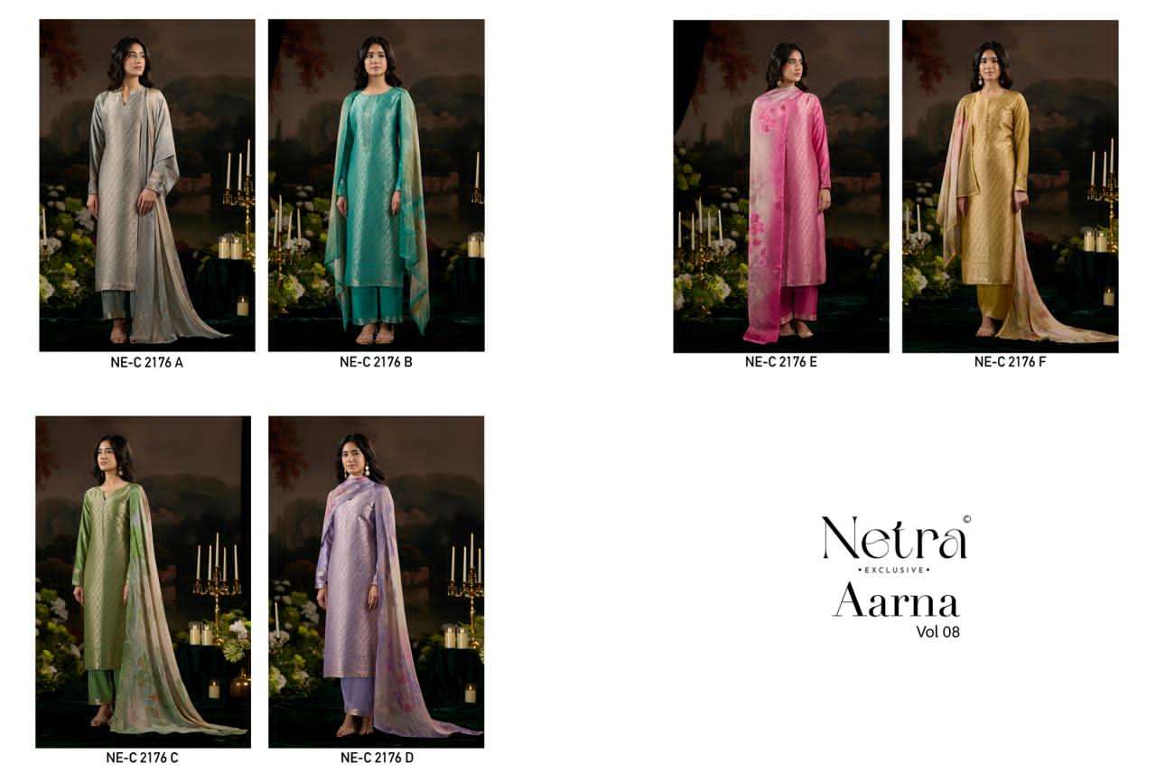Netra Exclusive Aarna Vol 8 Pure Bemberg Muslin Jacquard Dress Material - Amrah Wholesale