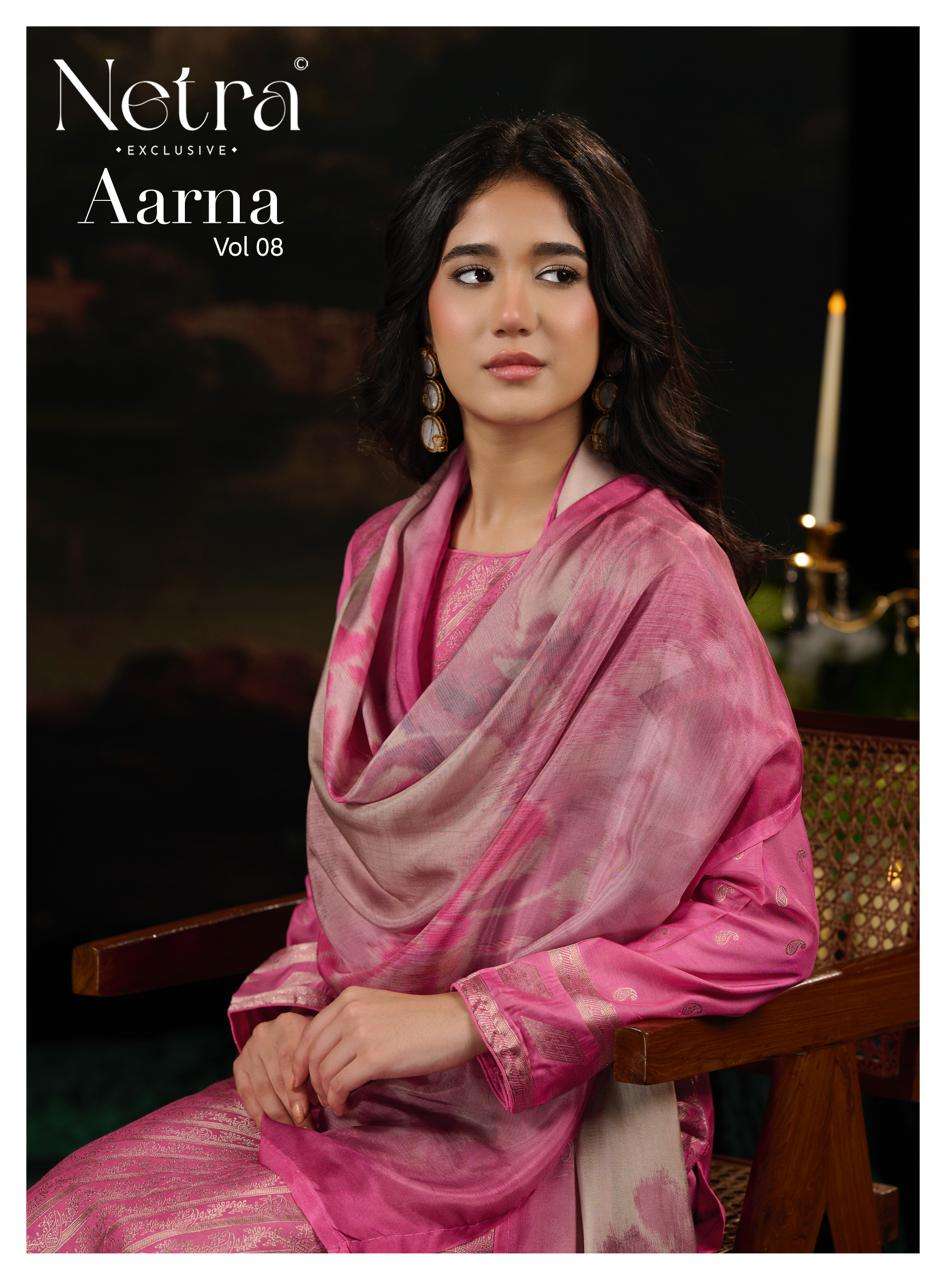 Netra Exclusive Aarna Vol 8 Pure Bemberg Muslin Jacquard Dress Material - Amrah Wholesale