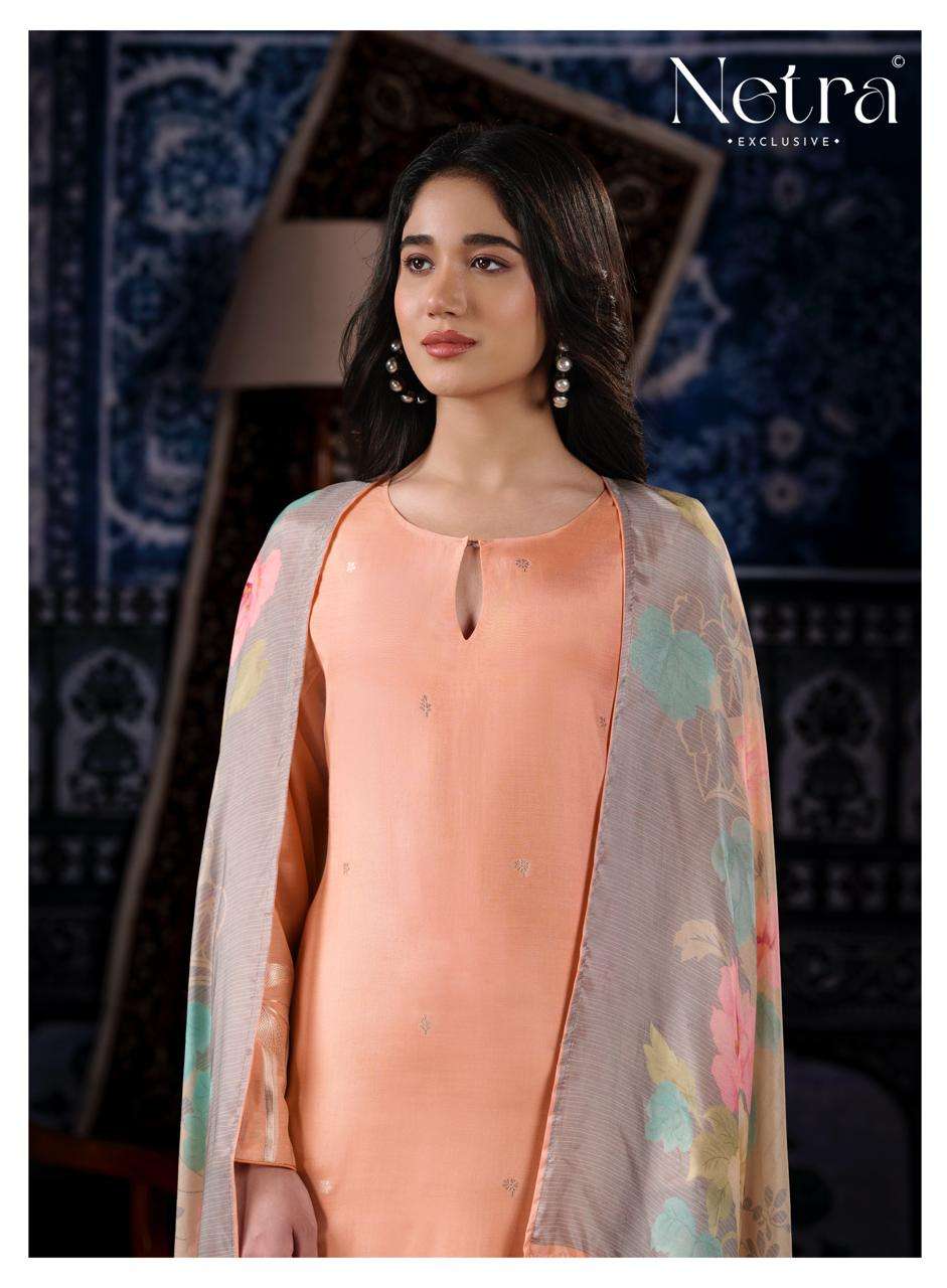 NETRA EXCLUSIVE AARNA VOL-9 Bemberg Muslin Jacquard Dress Material