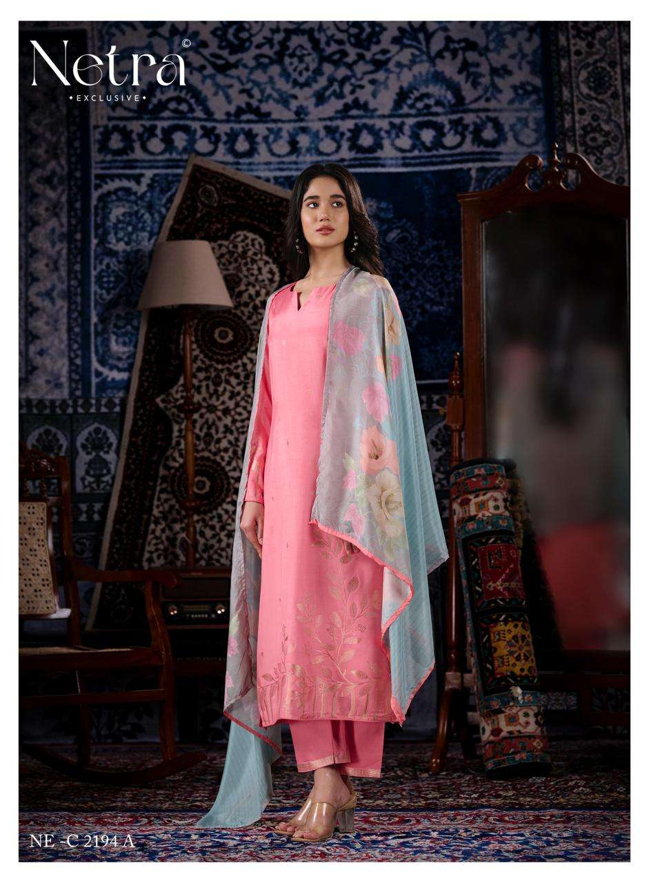 NETRA EXCLUSIVE AARNA VOL-9 Bemberg Muslin Jacquard Dress Material