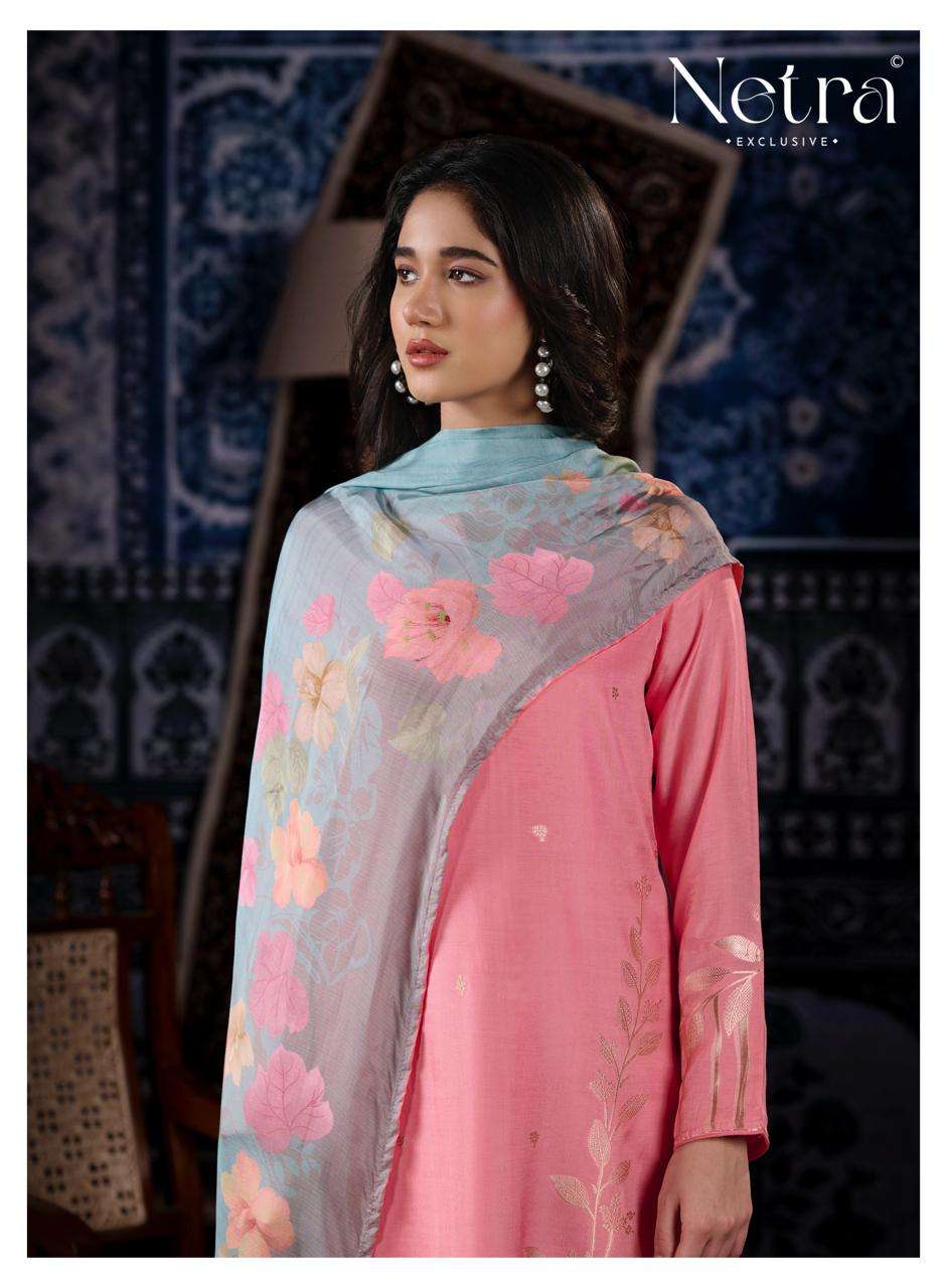 NETRA EXCLUSIVE AARNA VOL-9 Bemberg Muslin Jacquard Dress Material