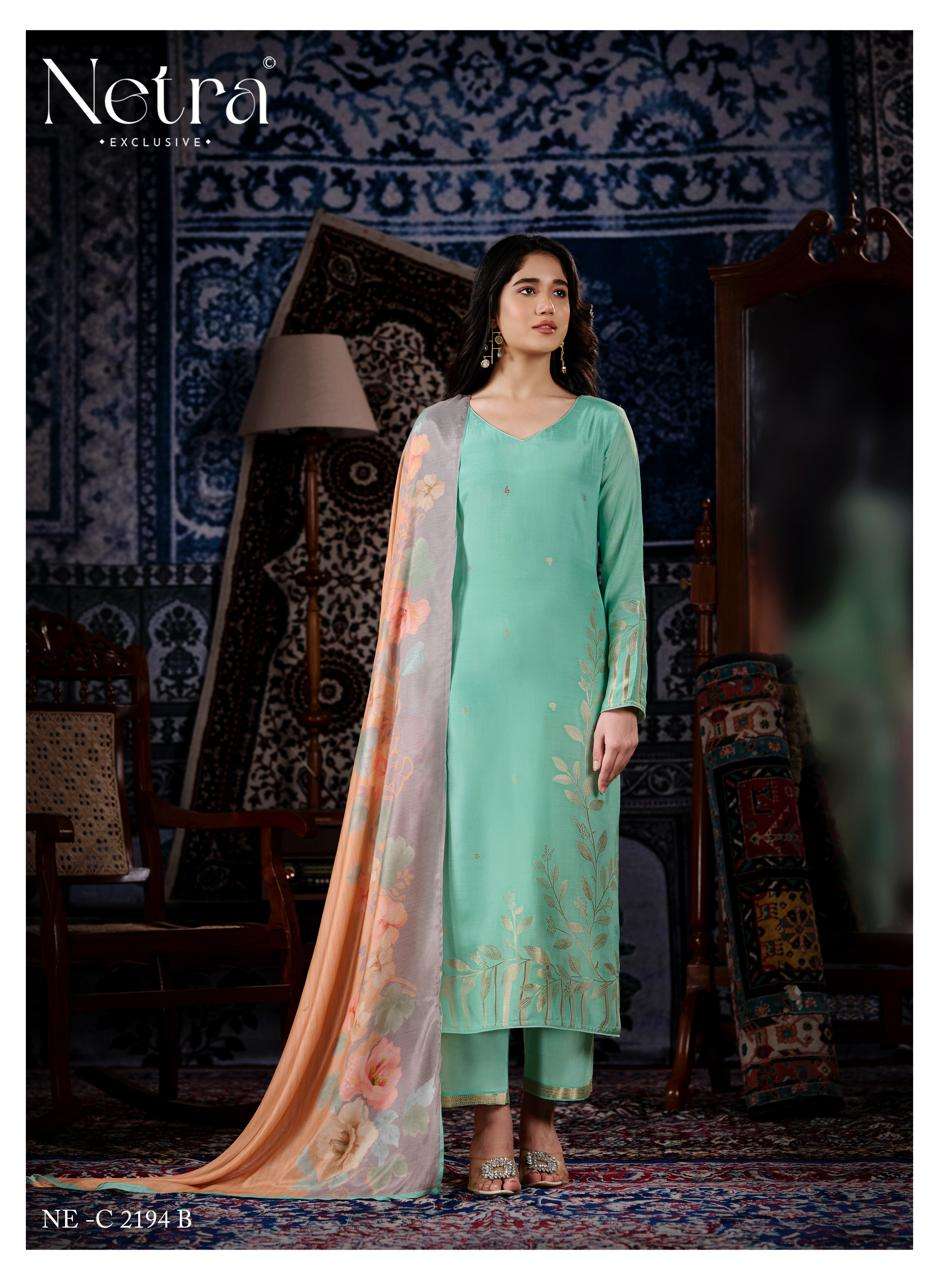 NETRA EXCLUSIVE AARNA VOL-9 Bemberg Muslin Jacquard Dress Material