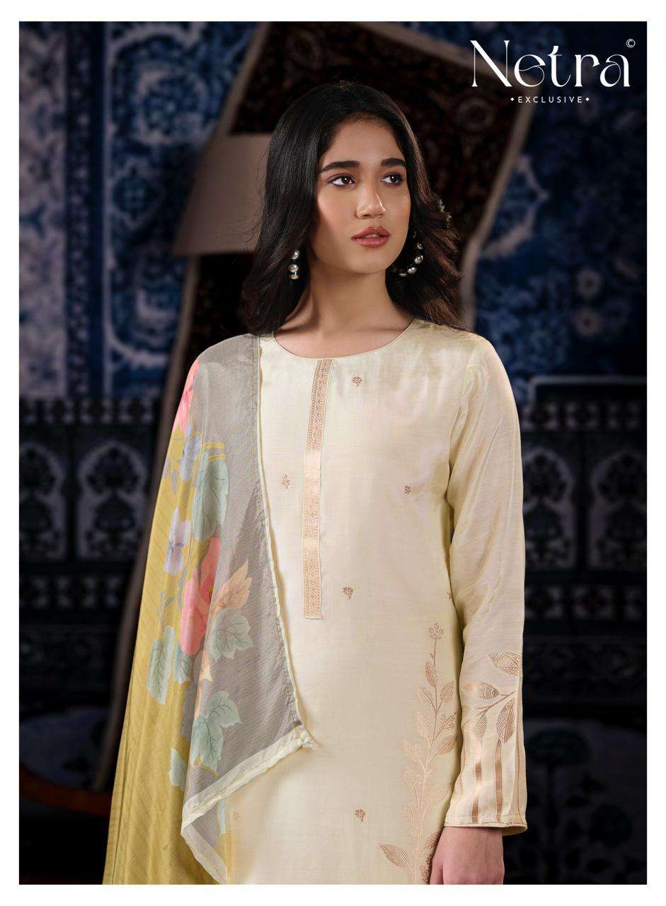NETRA EXCLUSIVE AARNA VOL-9 Bemberg Muslin Jacquard Dress Material