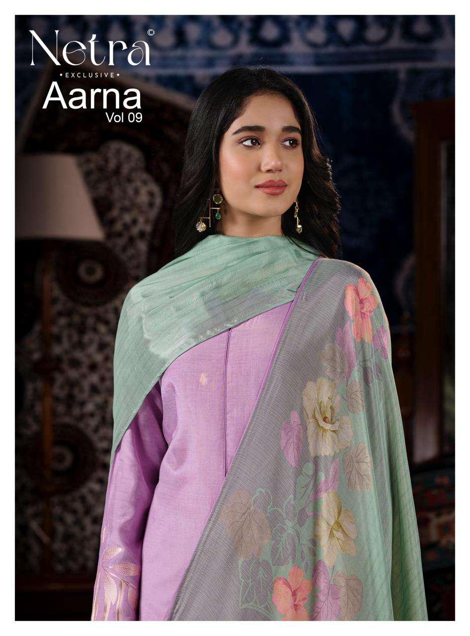 NETRA EXCLUSIVE AARNA VOL-9 Bemberg Muslin Jacquard Dress Material