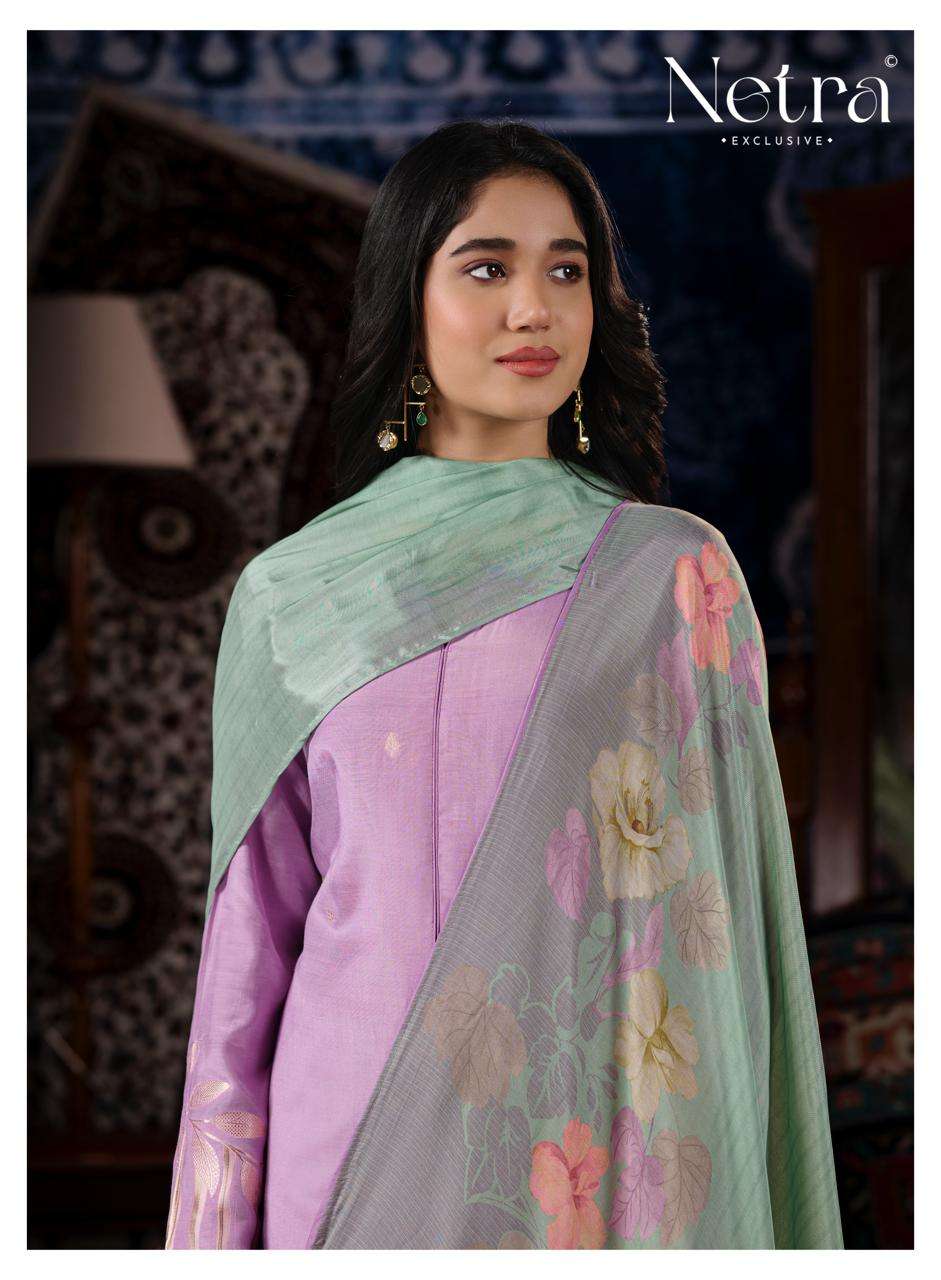 NETRA EXCLUSIVE AARNA VOL-9 Bemberg Muslin Jacquard Dress Material