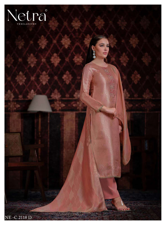 Netra Exclusive Aliya Jacquard Silk Dress Material Wholesale