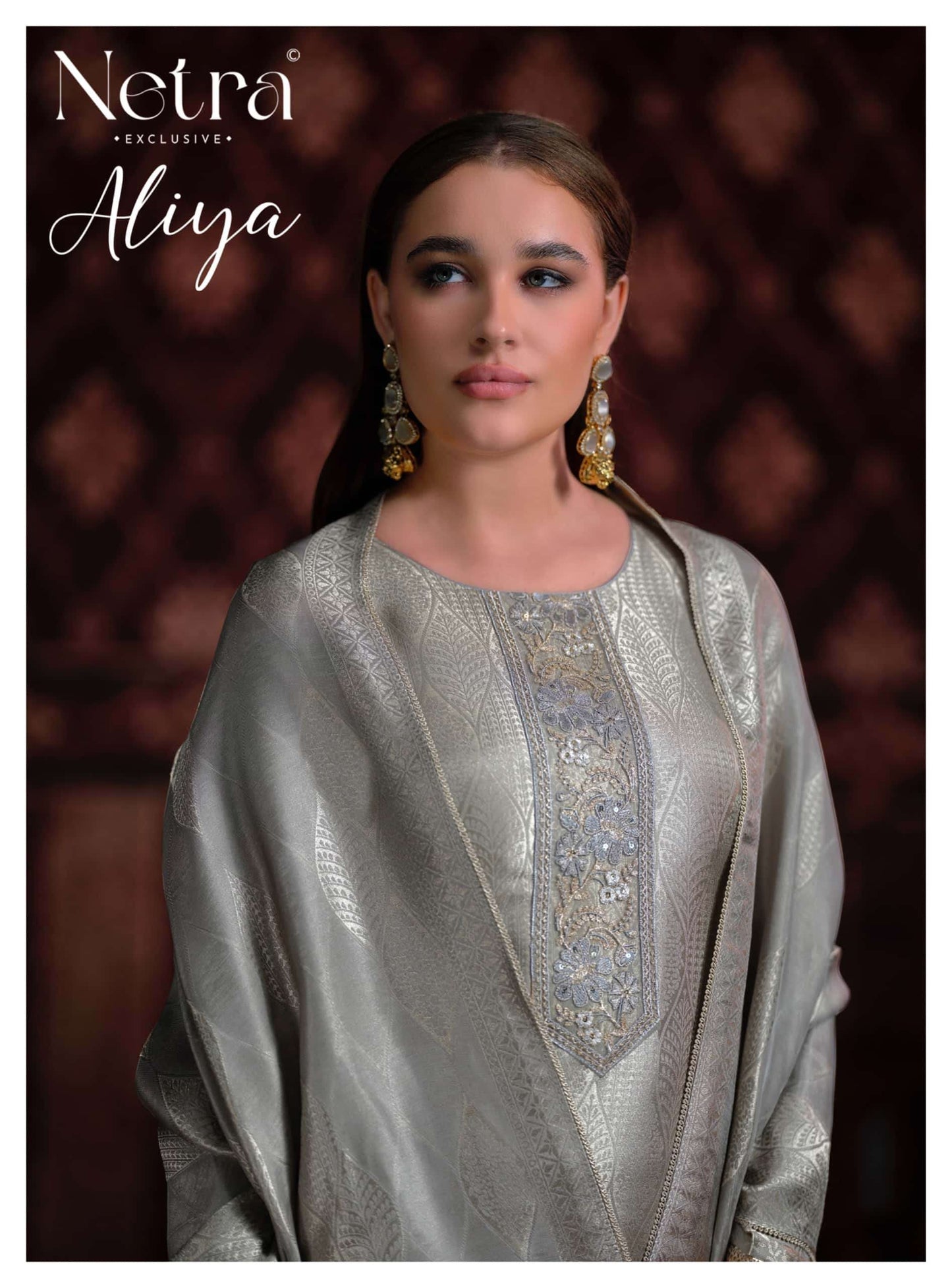 Netra Exclusive Aliya Jacquard Silk Dress Material Wholesale