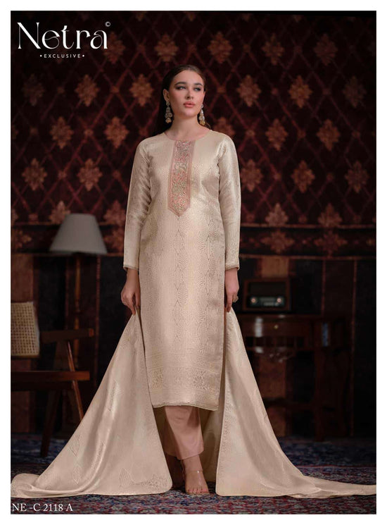 Netra Exclusive Aliya Jacquard Silk Dress Material Wholesale