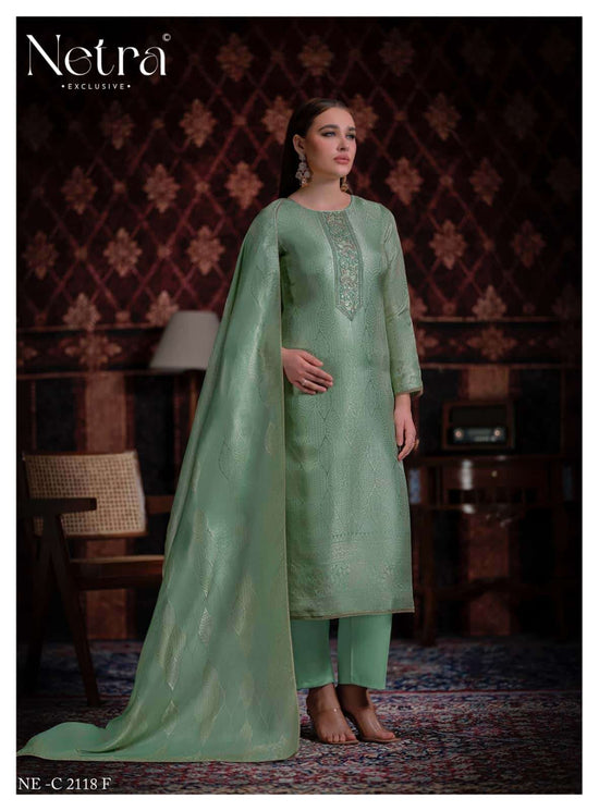 Netra Exclusive Aliya Jacquard Silk Dress Material Wholesale
