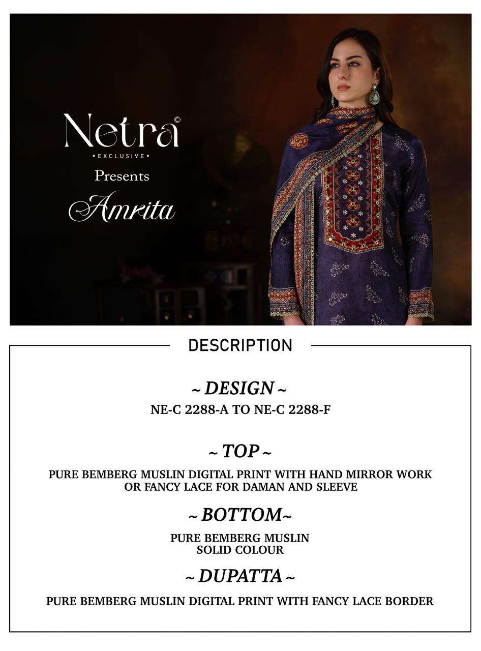Netra Exclusive Amrita Bemberg Muslin Unstitched Dress Material