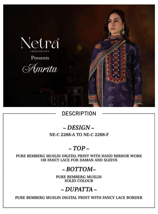 Netra Exclusive Amrita Bemberg Muslin Unstitched Dress Material