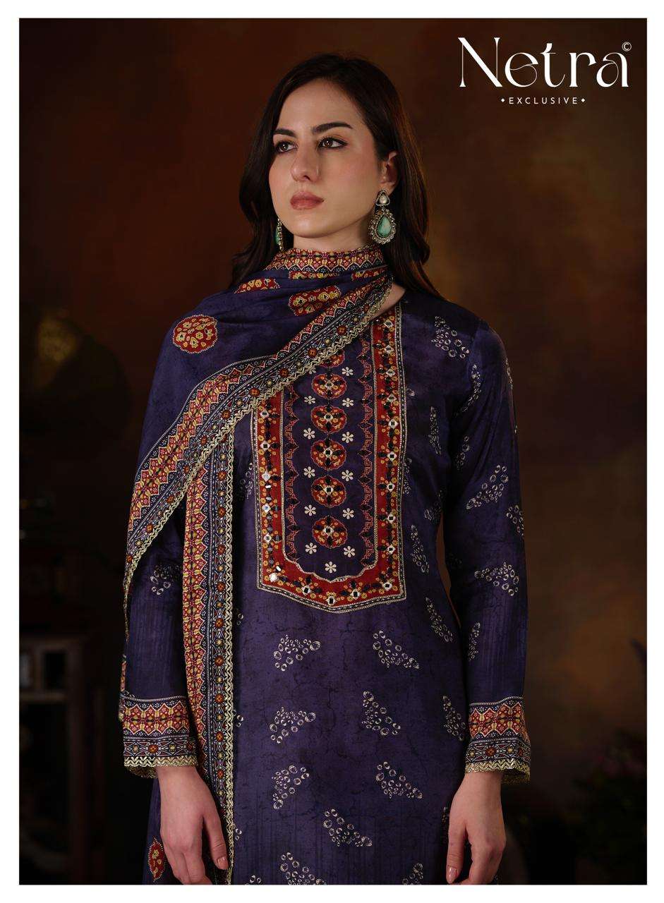 Netra Exclusive Amrita Bemberg Muslin Unstitched Dress Material