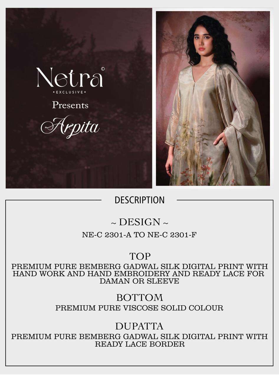 Netra Exclusive Arpita Pure Bemberg Gadwal Silk Dress Material
