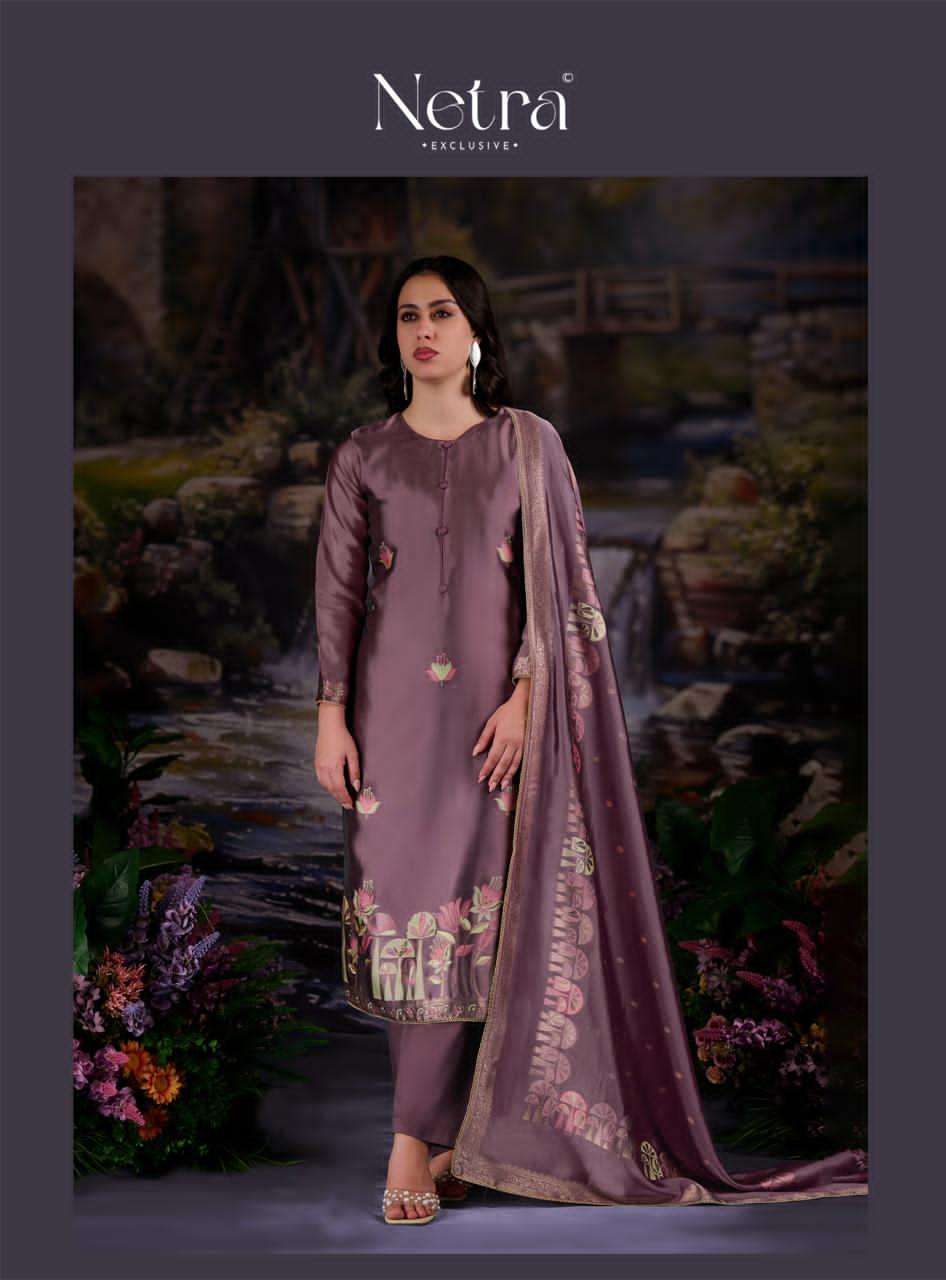 Netra Exclusive Beylav Jacquard Silk Dress Material - Amrah Wholesale