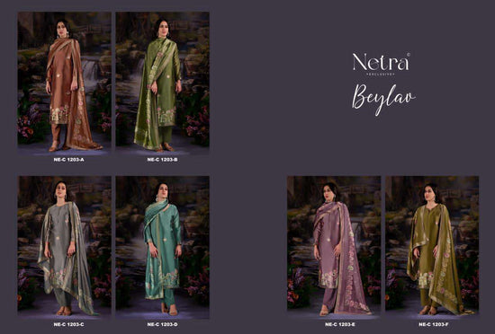 Netra Exclusive Beylav Jacquard Silk Dress Material - Amrah Wholesale