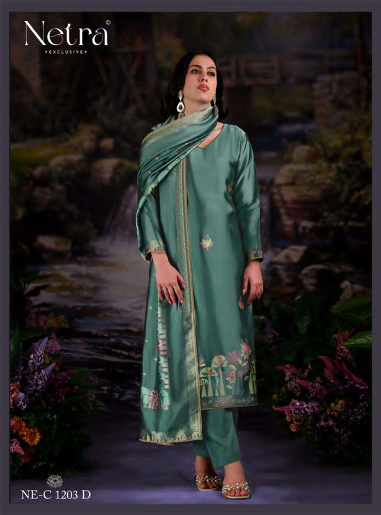 Netra Exclusive Beylav Jacquard Silk Dress Material - Amrah Wholesale