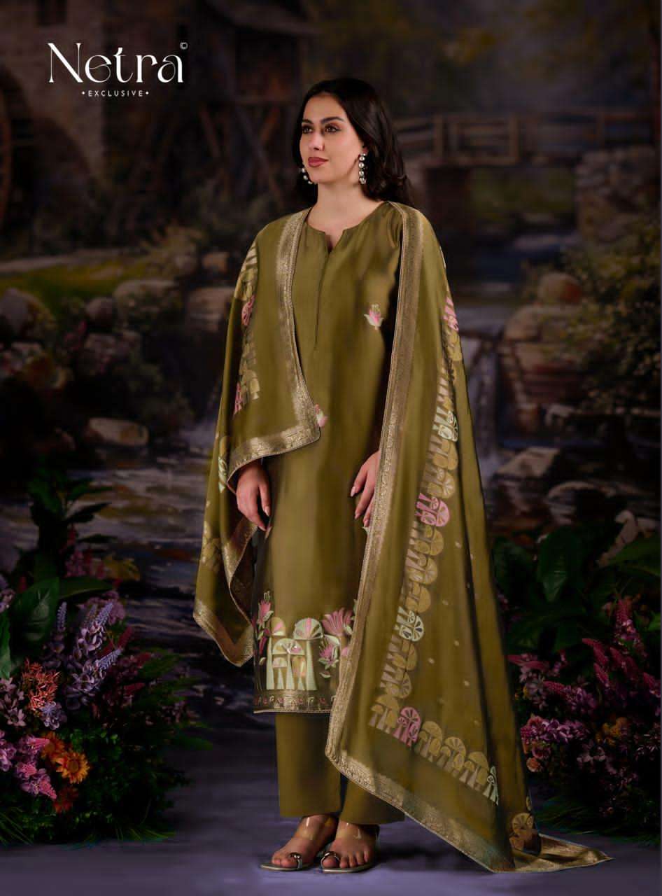 Netra Exclusive Beylav Jacquard Silk Dress Material - Amrah Wholesale