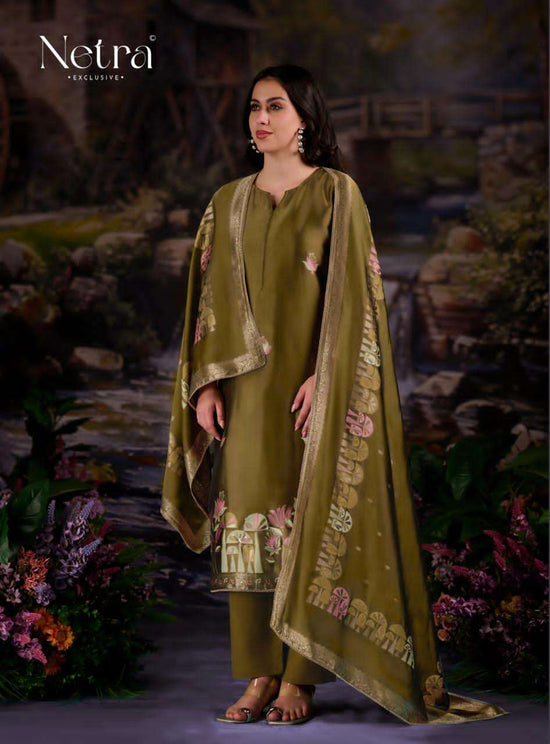 Netra Exclusive Beylav Jacquard Silk Dress Material - Amrah Wholesale