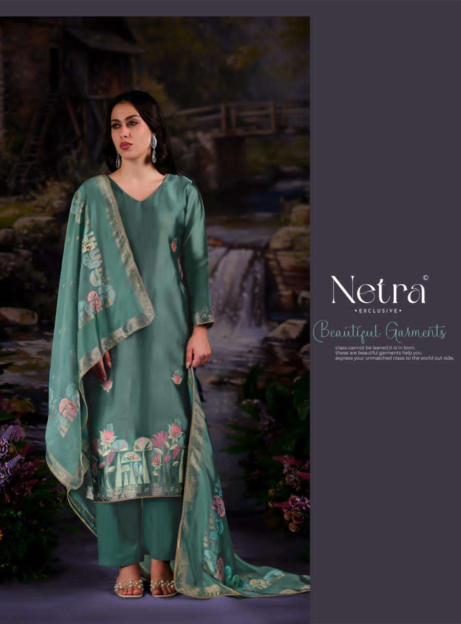 Netra Exclusive Beylav Jacquard Silk Dress Material - Amrah Wholesale