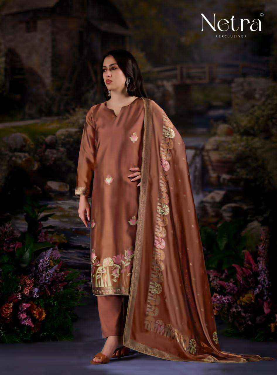 Netra Exclusive Beylav Jacquard Silk Dress Material - Amrah Wholesale