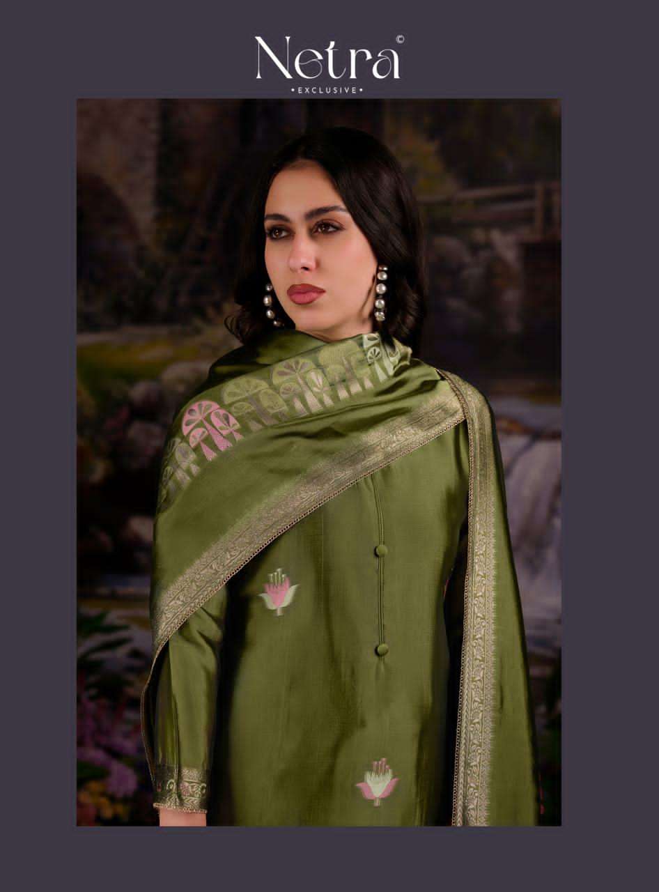 Netra Exclusive Beylav Jacquard Silk Dress Material - Amrah Wholesale