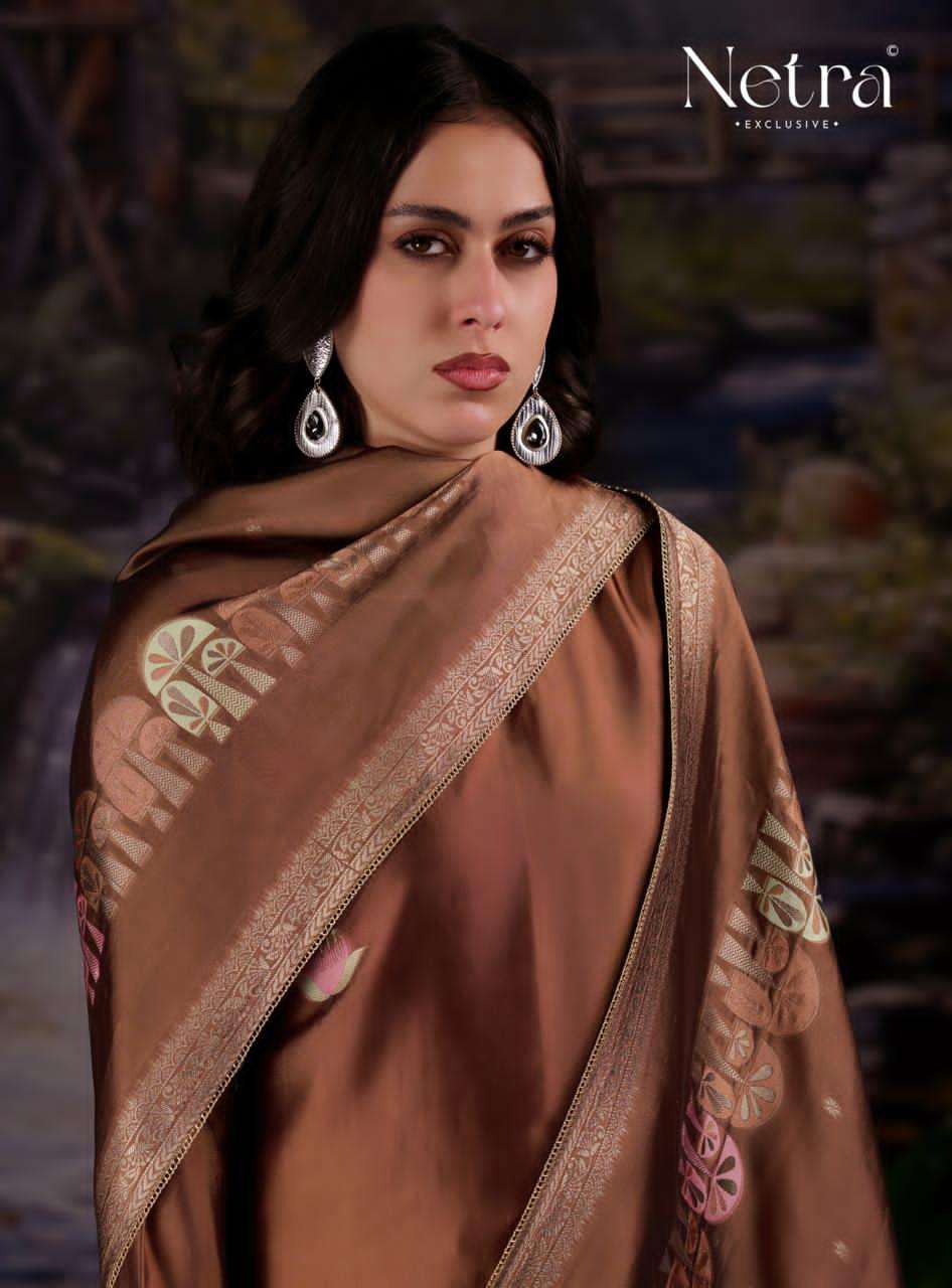 Netra Exclusive Beylav Jacquard Silk Dress Material - Amrah Wholesale