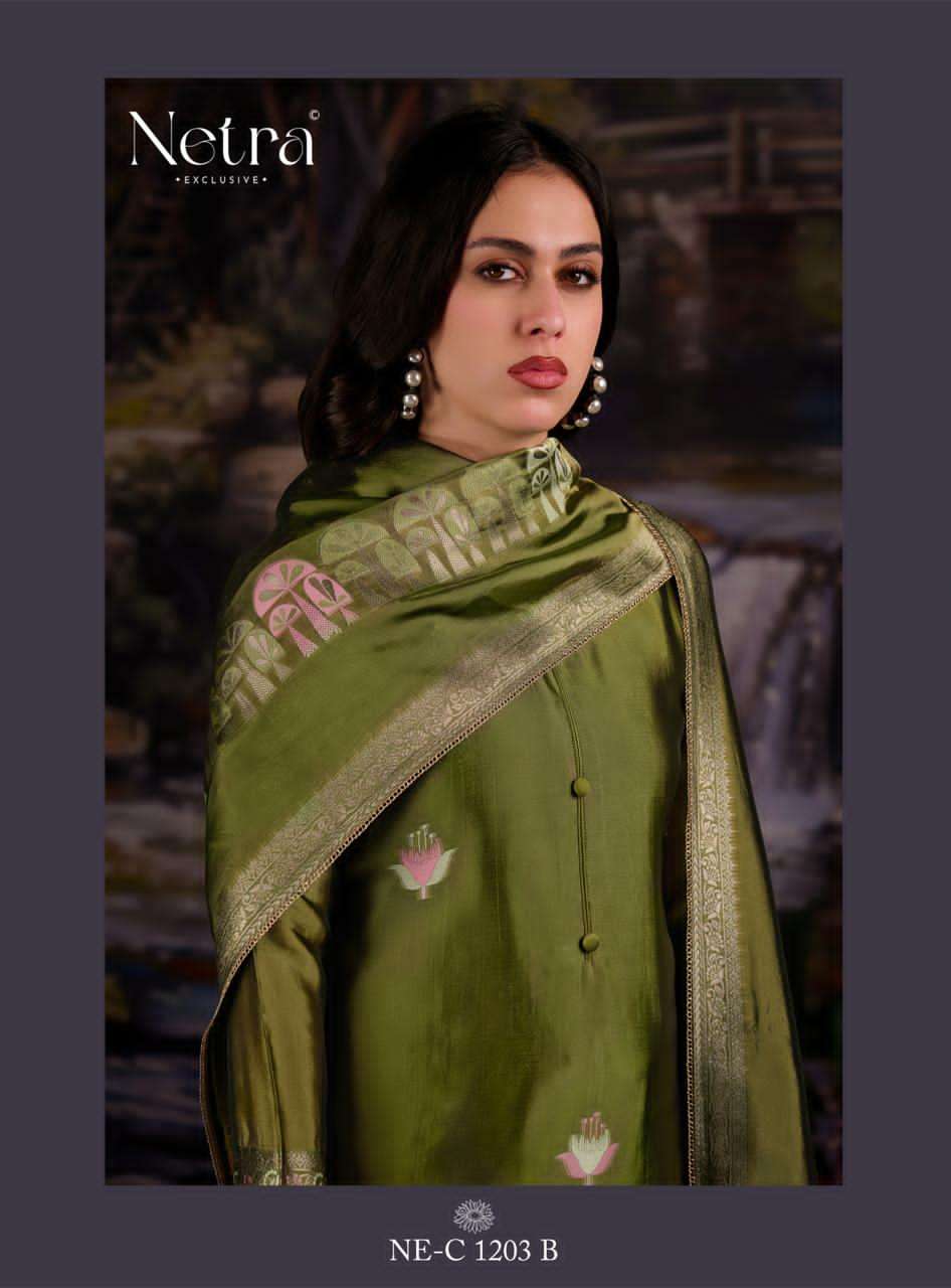 Netra Exclusive Beylav Jacquard Silk Dress Material - Amrah Wholesale