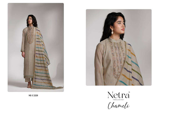 Netra Exclusive Chameli Premium Banarasi Chanderi Dress Material Wholesale - Amrah Wholesale
