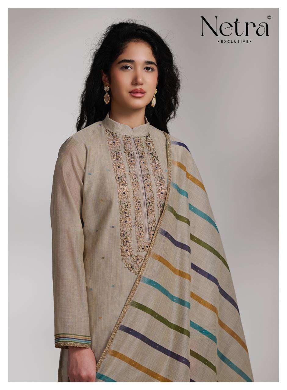 Netra Exclusive Chameli Premium Banarasi Chanderi Dress Material Wholesale - Amrah Wholesale
