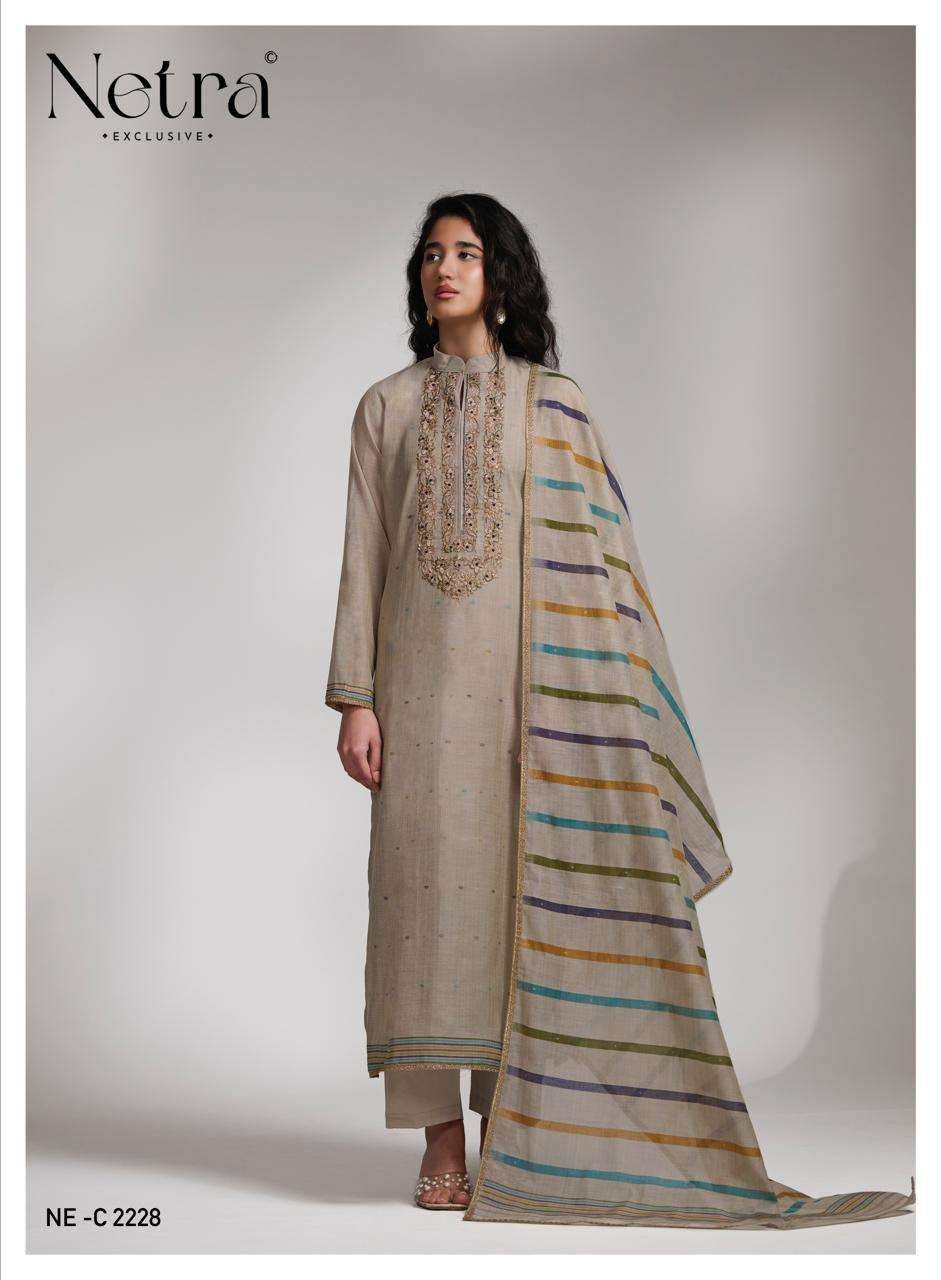 Netra Exclusive Chameli Premium Banarasi Chanderi Dress Material Wholesale - Amrah Wholesale