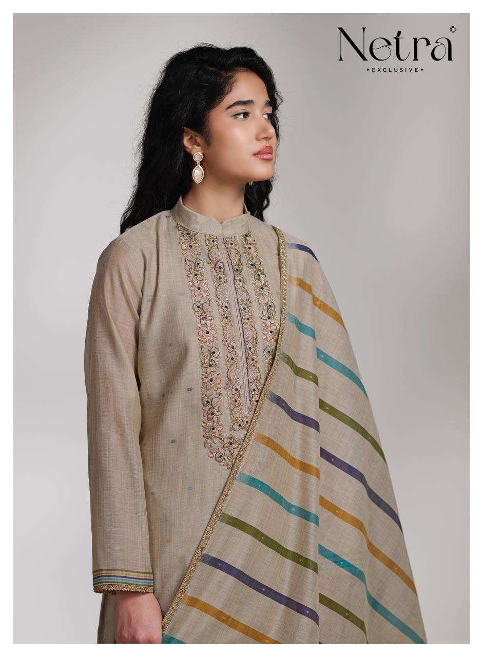 Netra Exclusive Chameli Premium Banarasi Chanderi Dress Material Wholesale - Amrah Wholesale