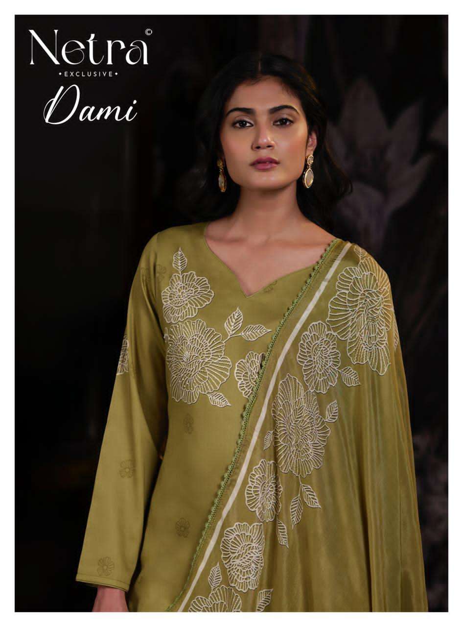 Netra Exclusive Dami Pure Cotton Crochet Lace Designer Suit - Amrah Wholesale