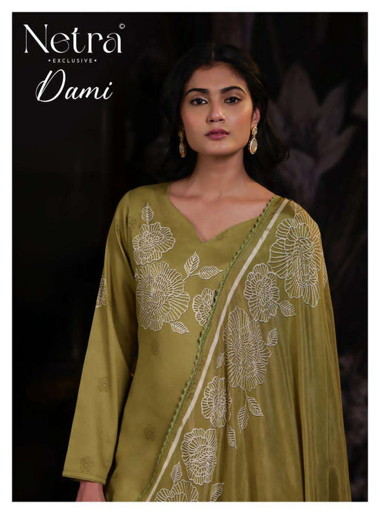 Netra Exclusive Dami Pure Cotton Crochet Lace Designer Suit - Amrah Wholesale