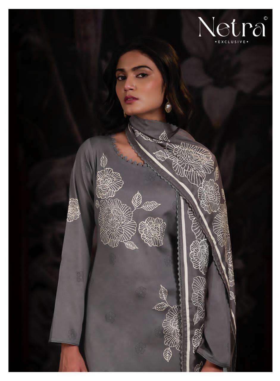 Netra Exclusive Dami Pure Cotton Crochet Lace Designer Suit - Amrah Wholesale