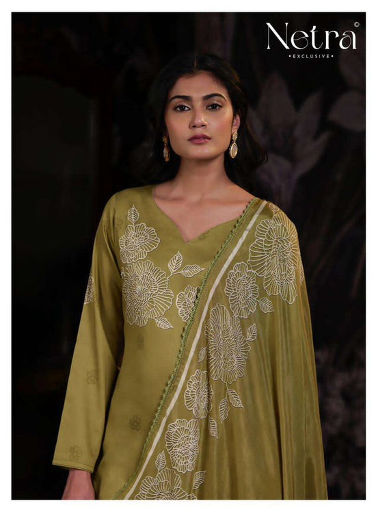 Netra Exclusive Dami Pure Cotton Crochet Lace Designer Suit - Amrah Wholesale
