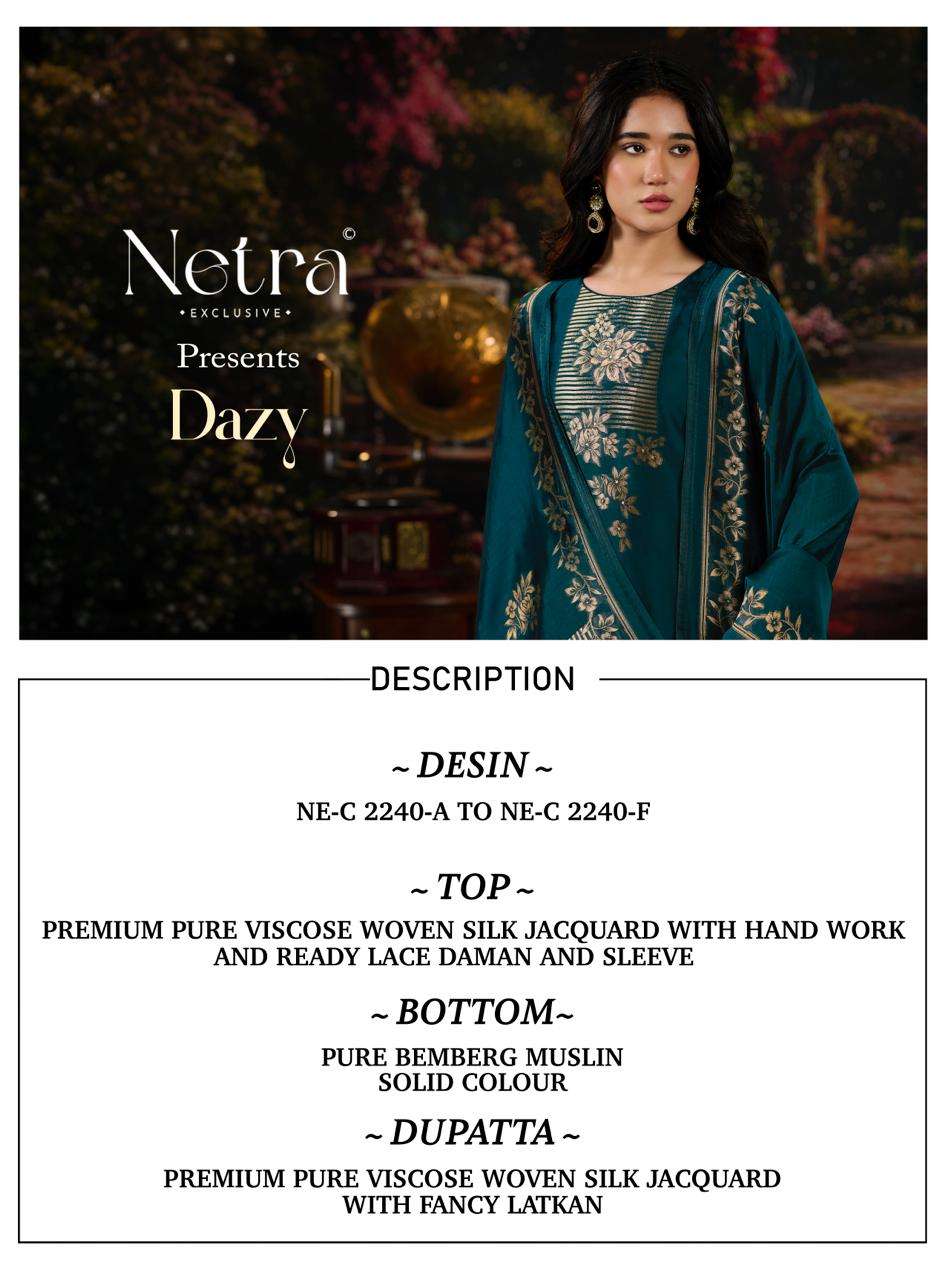 Netra Exclusive Dazy Pure Viscose Silk Jacquard Dress Material