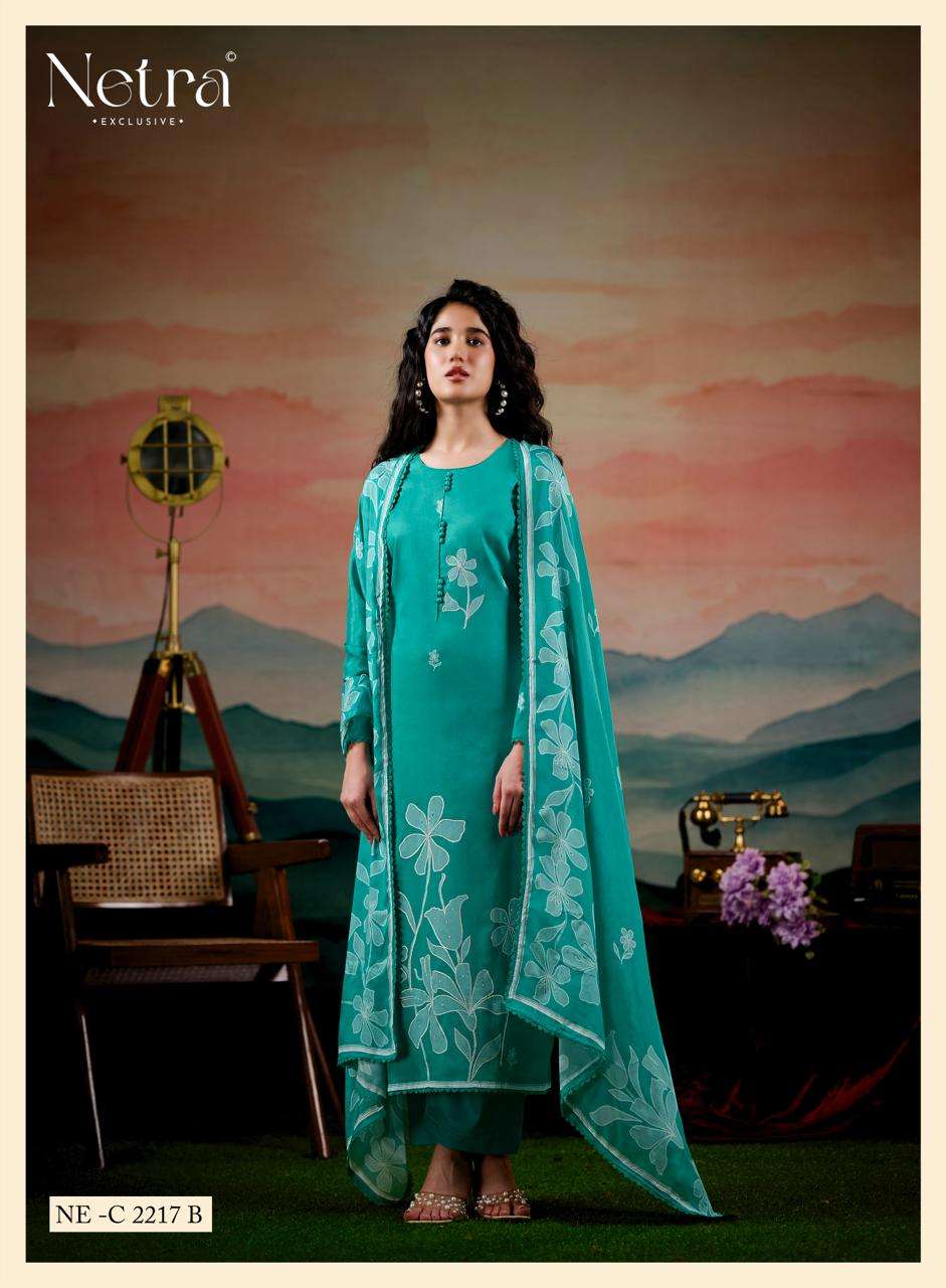 Netra Exclusive Drusilla Pure Cotton Dress Material - Amrah Wholesale