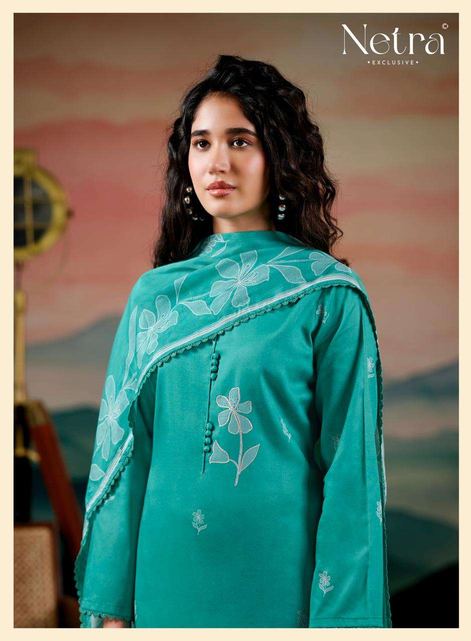 Netra Exclusive Drusilla Pure Cotton Dress Material - Amrah Wholesale