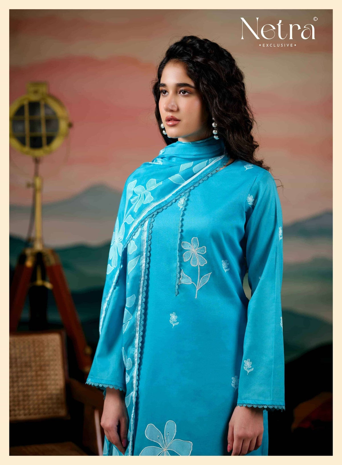 Netra Exclusive Drusilla Pure Cotton Dress Material - Amrah Wholesale