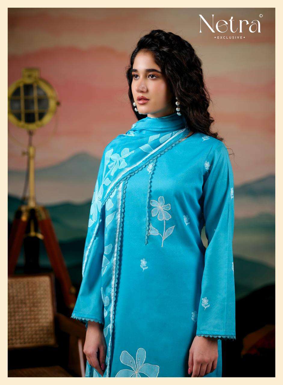 Netra Exclusive Drusilla Pure Cotton Dress Material - Amrah Wholesale