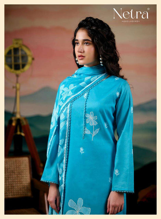 Netra Exclusive Drusilla Pure Cotton Dress Material - Amrah Wholesale