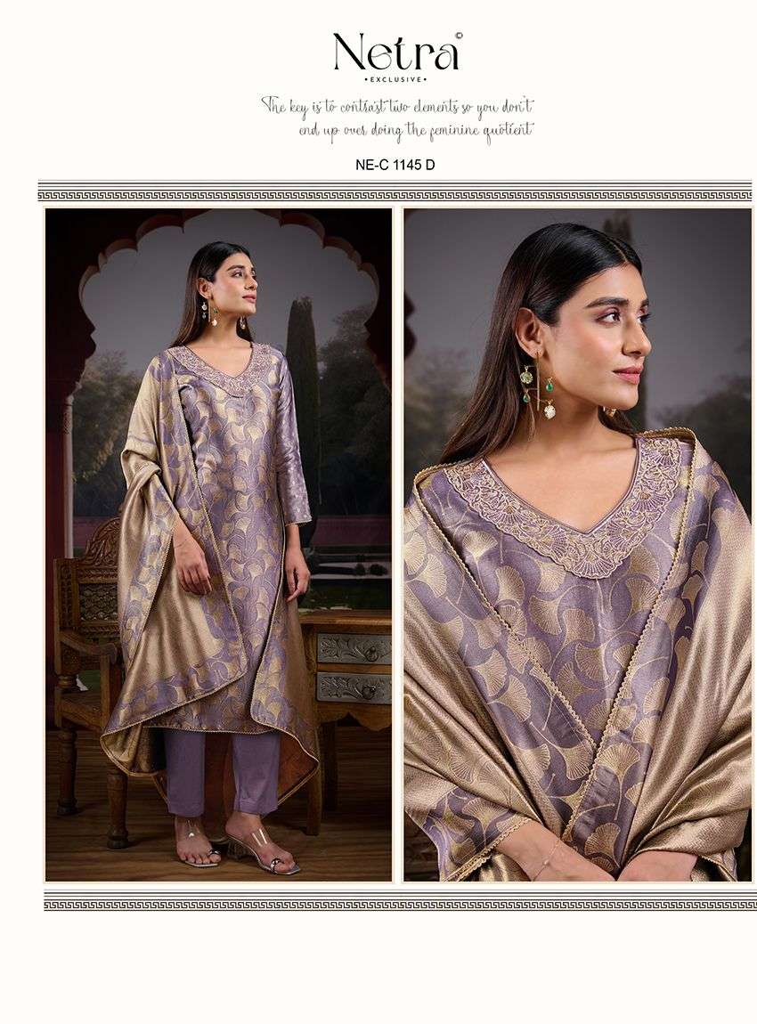 Netra Exclusive Fara Premium Bemberg Silk Jirafee Jacquard Dress Material