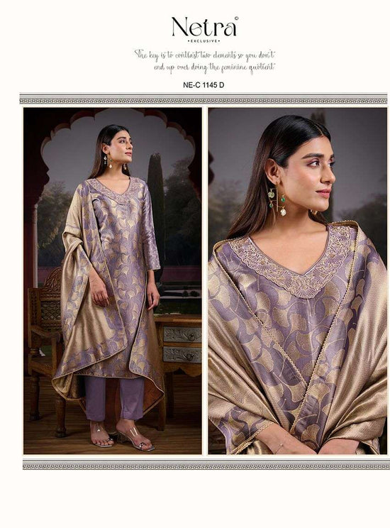 Netra Exclusive Fara Premium Bemberg Silk Jirafee Jacquard Dress Material