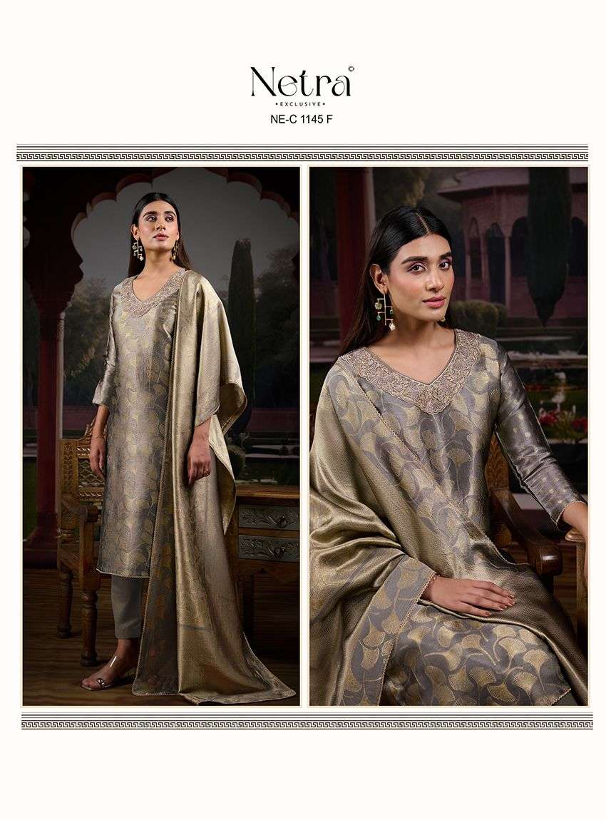 Netra Exclusive Fara Premium Bemberg Silk Jirafee Jacquard Dress Material