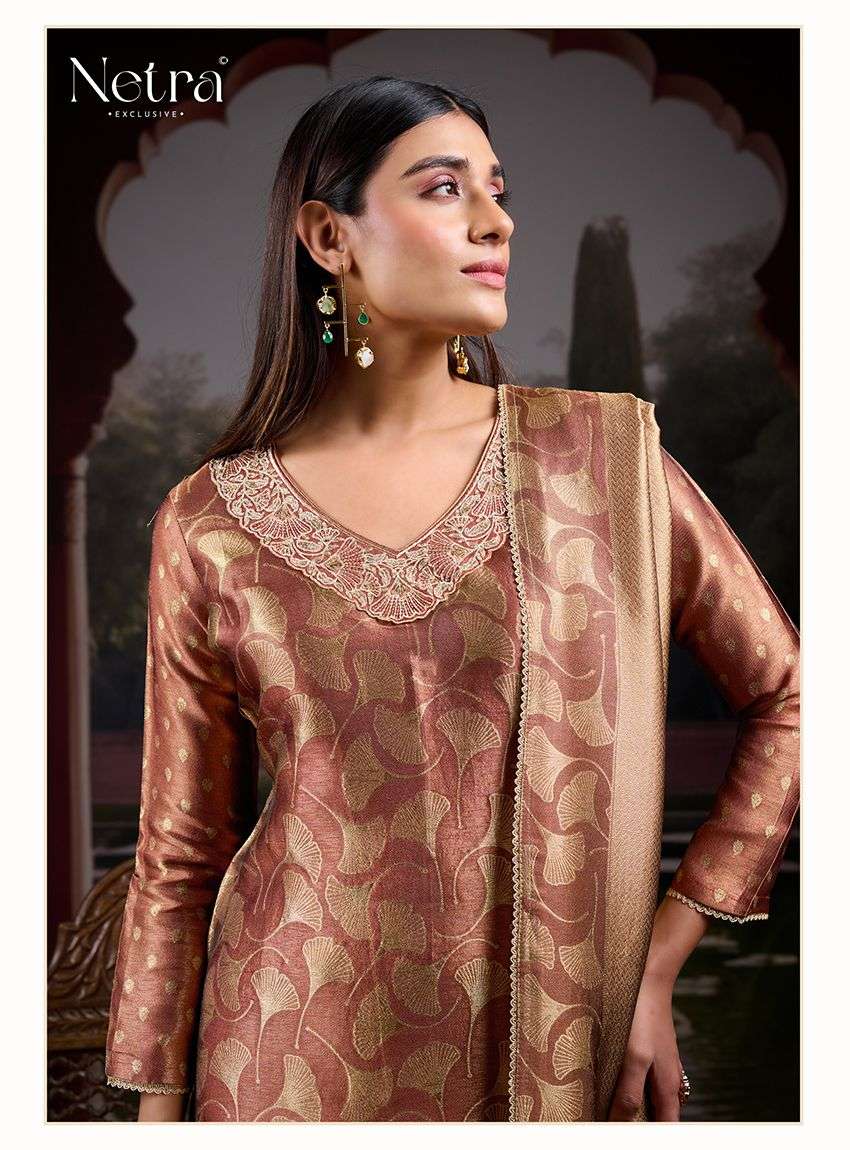 Netra Exclusive Fara Premium Bemberg Silk Jirafee Jacquard Dress Material