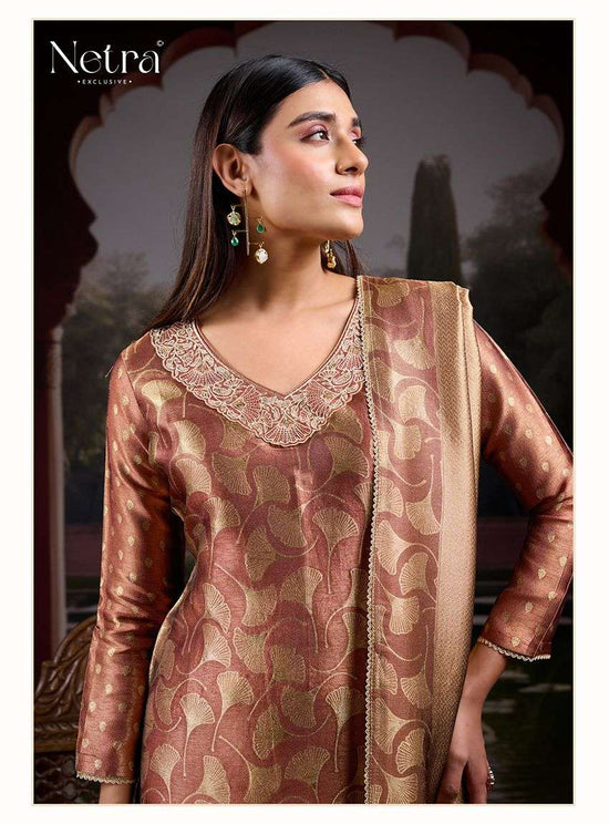 Netra Exclusive Fara Premium Bemberg Silk Jirafee Jacquard Dress Material
