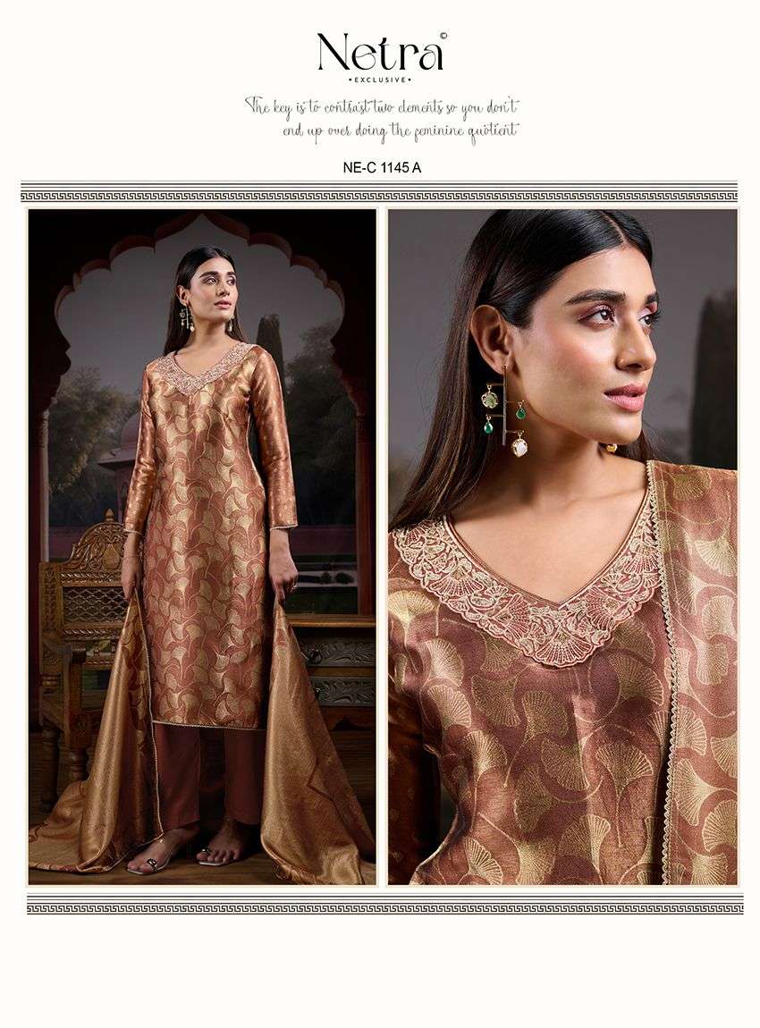 Netra Exclusive Fara Premium Bemberg Silk Jirafee Jacquard Dress Material